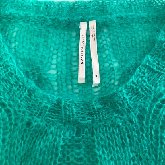 Anthropologie The Posey Stitchy Distressed Sweater | Green | Made in Italy - Picture 6 of 13